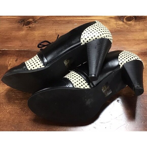 Chase & Chloe - Women's Black and White Polka Dot Heal - Sz 8.5 - Picture 5 of 7